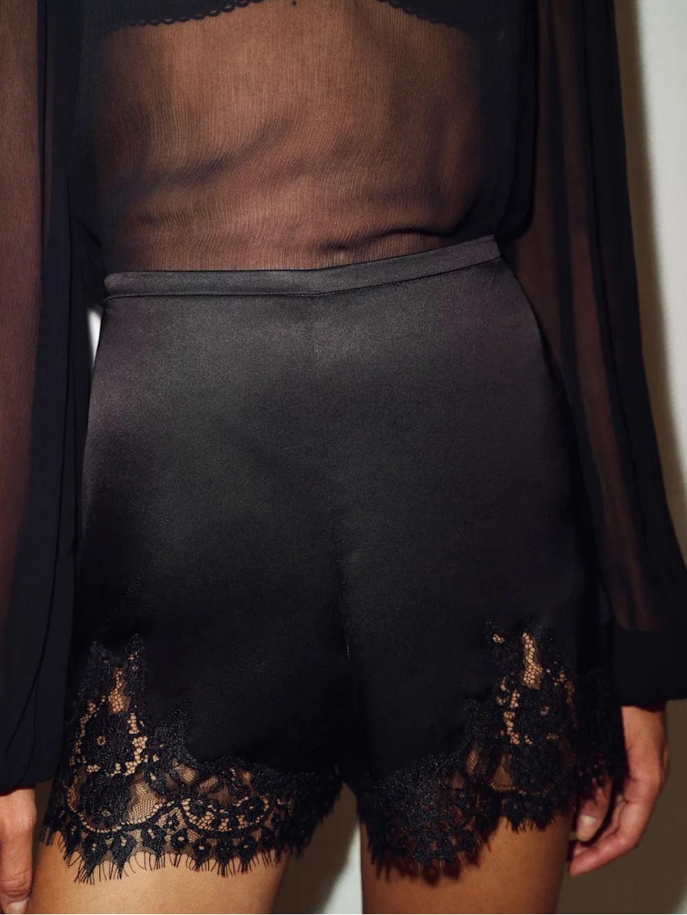 Reformation Fern Satin Lace shorts